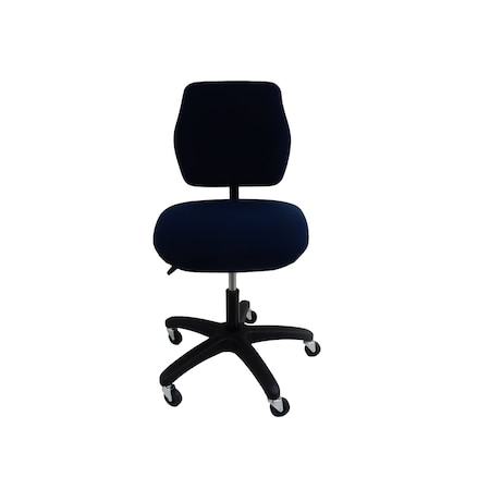 Shopsol Production Chair Desk Deluxe Ergo Adj. Fabric Blue Seat Back 300 lb. Seat Capacity 1010963